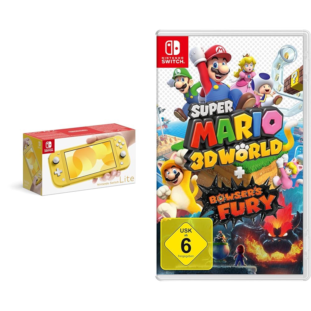 Nintendo Switch Lite, Standard, Gelb + Super Mario 3D World