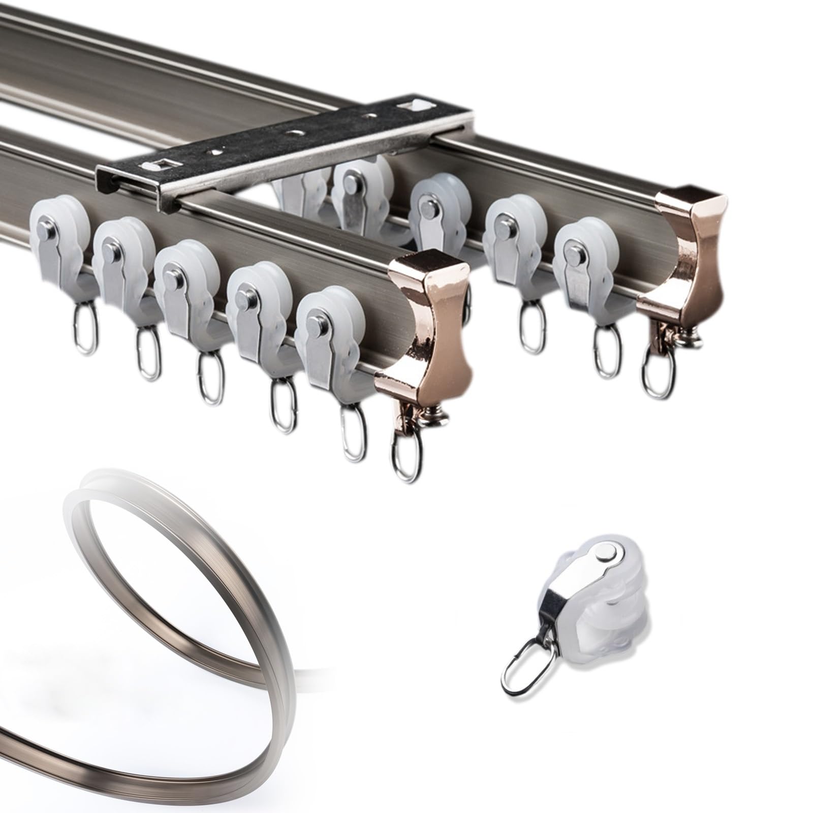 Double tringle à rideau pliable et incurvée pour plafond, rail de séparation modulable 120-500 cm
