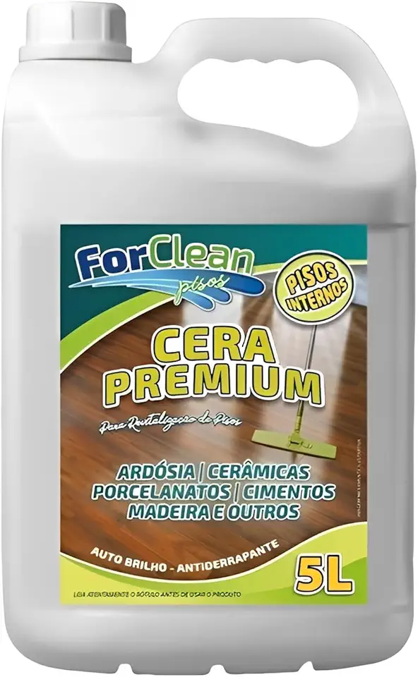 Cera Para Assoalho de Madeira - Acrílica Premium 5 Litros - Alto Brilho e Efeito Antiderrapante - Impermeabilizante e Super Resistente para Pisos Frios e Porosos