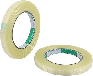 Aexit 2 Pcs Wiring & Connecting 12mm Height 50M Length Long Adhesive Insulating Grid Glass Fiber Heat-Shrink Tubing Tape Roll