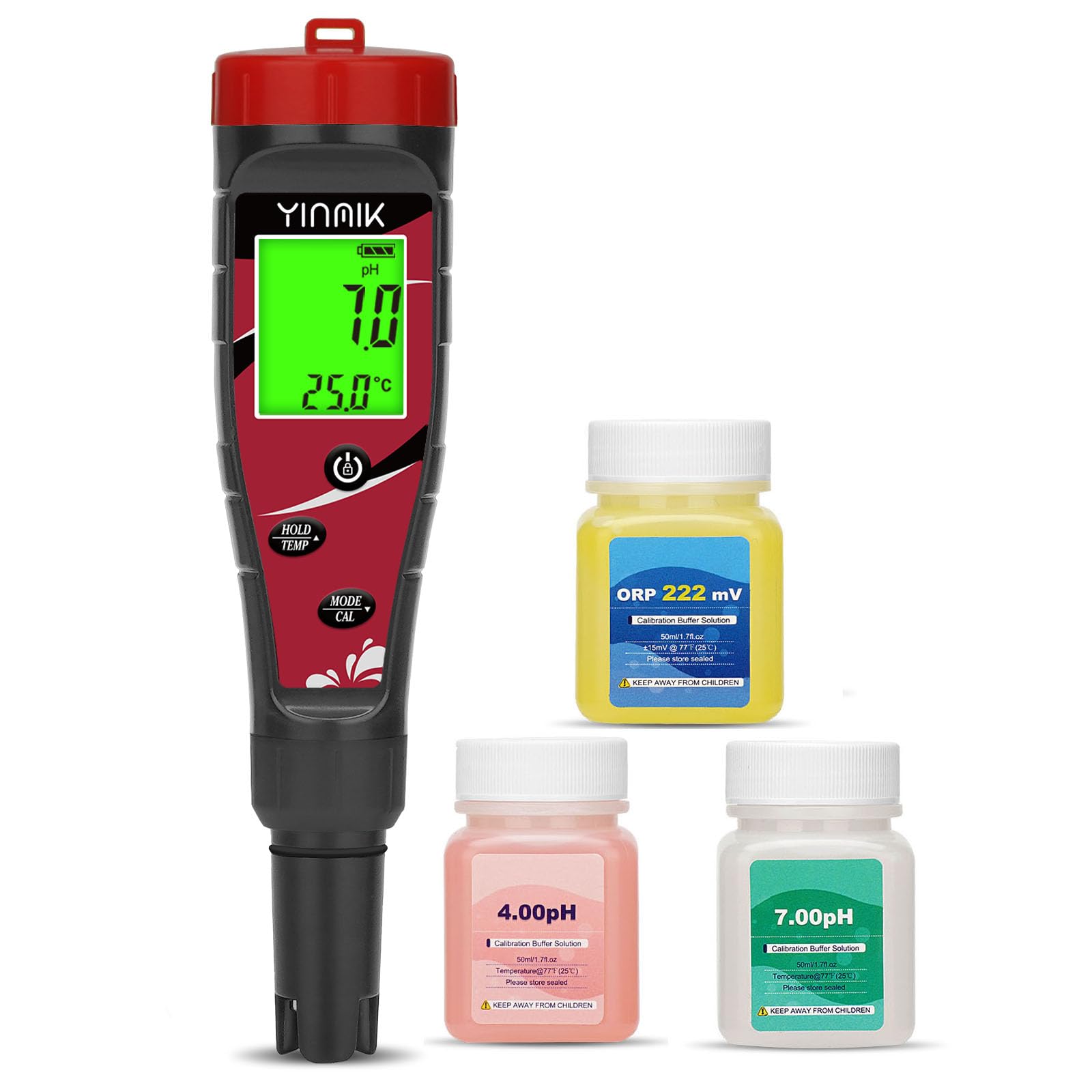 YINMIK Test Piscina pH e Cloro Digitale 7 in 1 Misuratore Salinita Piscina | Kit automatico ph e cloro piscina per piscina, Vasca idromassaggio, Acquario, Idroponica e acqua potabile