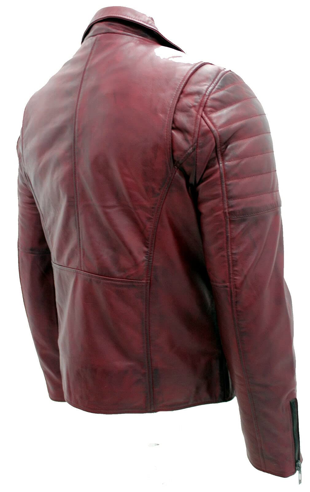 Infinity Leather Giacca da Uomo in 100% Pelle con Doppia Zip Incrociata Stile Motociclista Brando Slim Fit