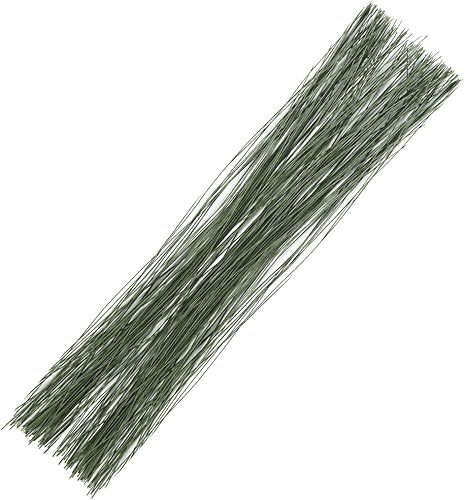 Alambre floral calibre 26, 100 tallos de alambre de flores verdes para manualidades, envoltura de tallo de ramo, fabricación de coronas, suministros