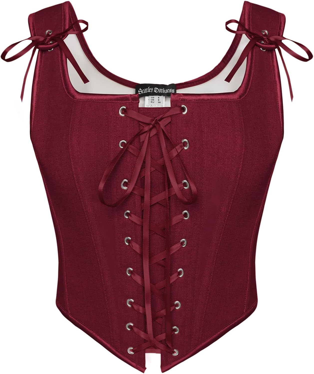 Scarlet Darkness Renaissance Corset Tops for Women Vintage Lace Up Overbust Bustier Bodice