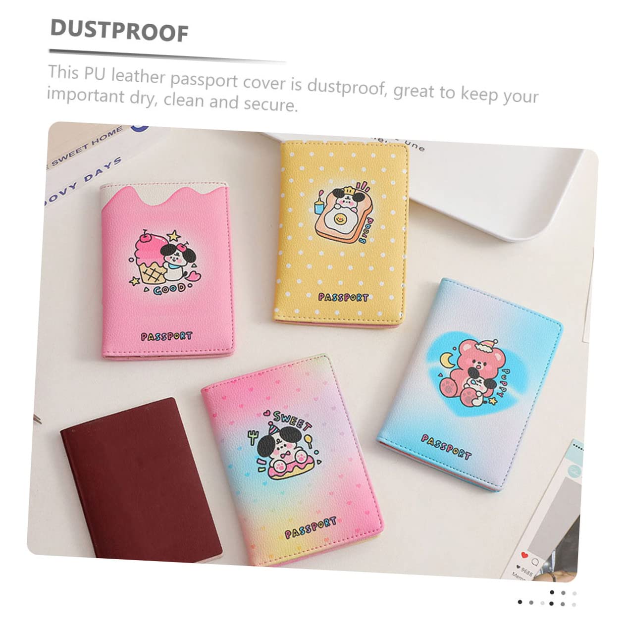 STOBOK 4piezas Funda De Pasaporte De PU De Diseño De Caricatura Organizador De Viaje para Tarjetas y Documentos para Estudiantes y Viajeros Protección Resistente y Duradera