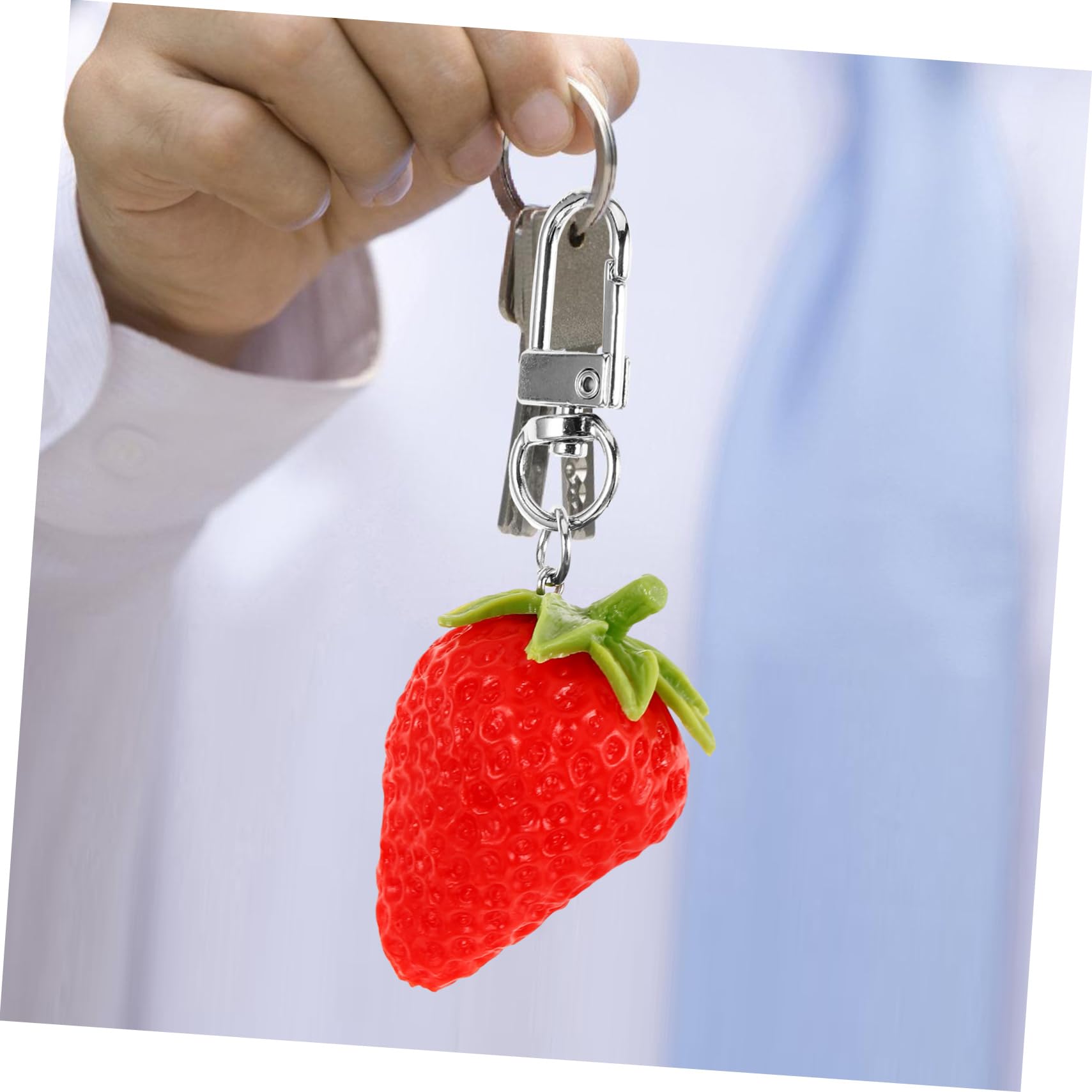 Porte-clés Pendentif Fraise En Métal Argenté - Marque Onwomania, Neuf Avec étiquettes