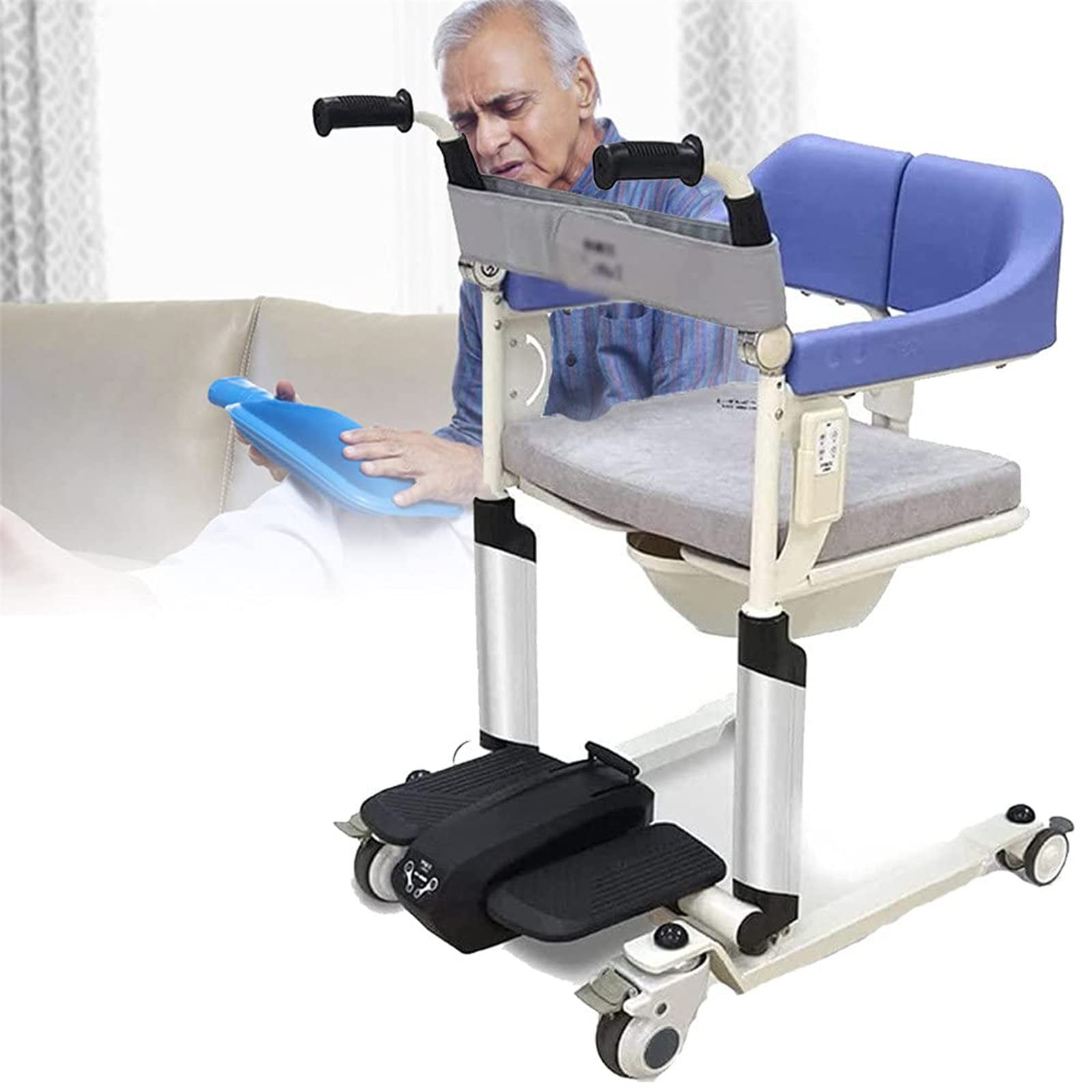 HUMNZR Electric Patient Transfer Lift, Self-Service Patient Lift Transfer Machine with Soft Seat and Toilet Seat, 360° Universal Wheel,Home Shifter for Nursing Paralyzed Elderly,Purple