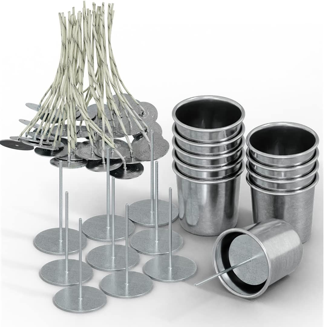 Votive Candle Aluminum Molds with 10 Wick Pins and 6" Candle Wick 100pcs for DIY Candle Making