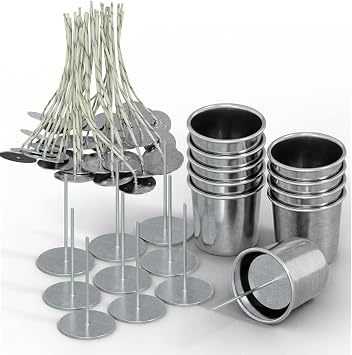 Votive Candle Aluminum Molds with 10 Wick Pins and 6" Candle Wick 100pcs for DIY Candle Making