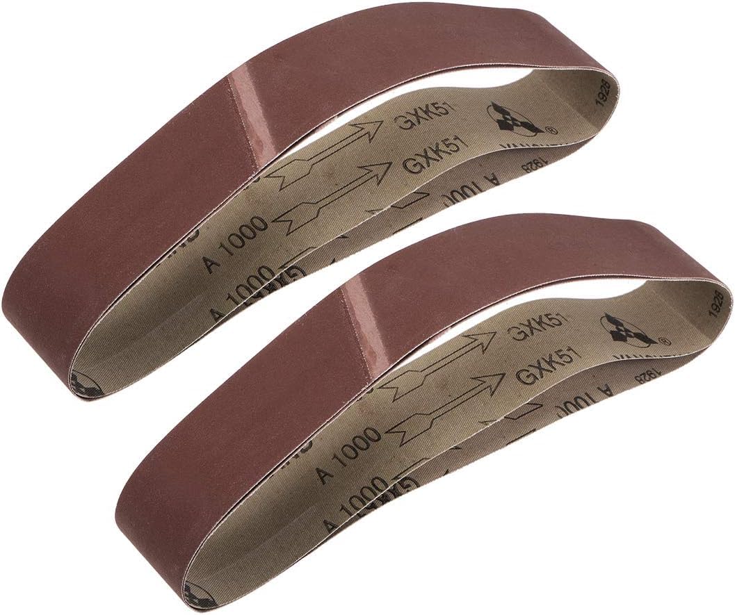 TOP-VIGOR 4Pcs Sanding Belt 1000 Grit, 2 Inch X 27 Inch Aluminum Oxide Sandpaper Belts for Portable Strip Sander Wood Finishing Metal Drywall Polishing Sharpening Abrasive Paper