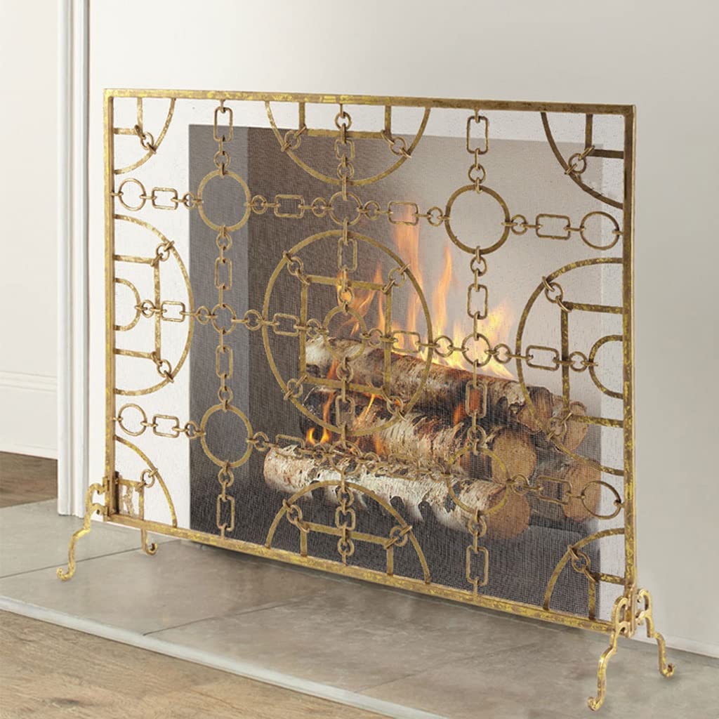 Schermi per Caminetti di Guardia Schermo retrò Schermo protettivo in ferro battuto Fireplace recinzione Barra divisorie Golden Fireplace Recence Screen Creativo Vento A Vento A Vento Striscenga Access
