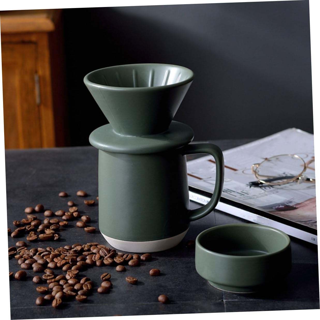 Yardenfun Keramik Kaffeefilterbecher mit Praktischem Henkel und Feiner Filterfunktion Tragbar mit Schlichtem Design für Kaffeegenuss zu Hause oder Büro