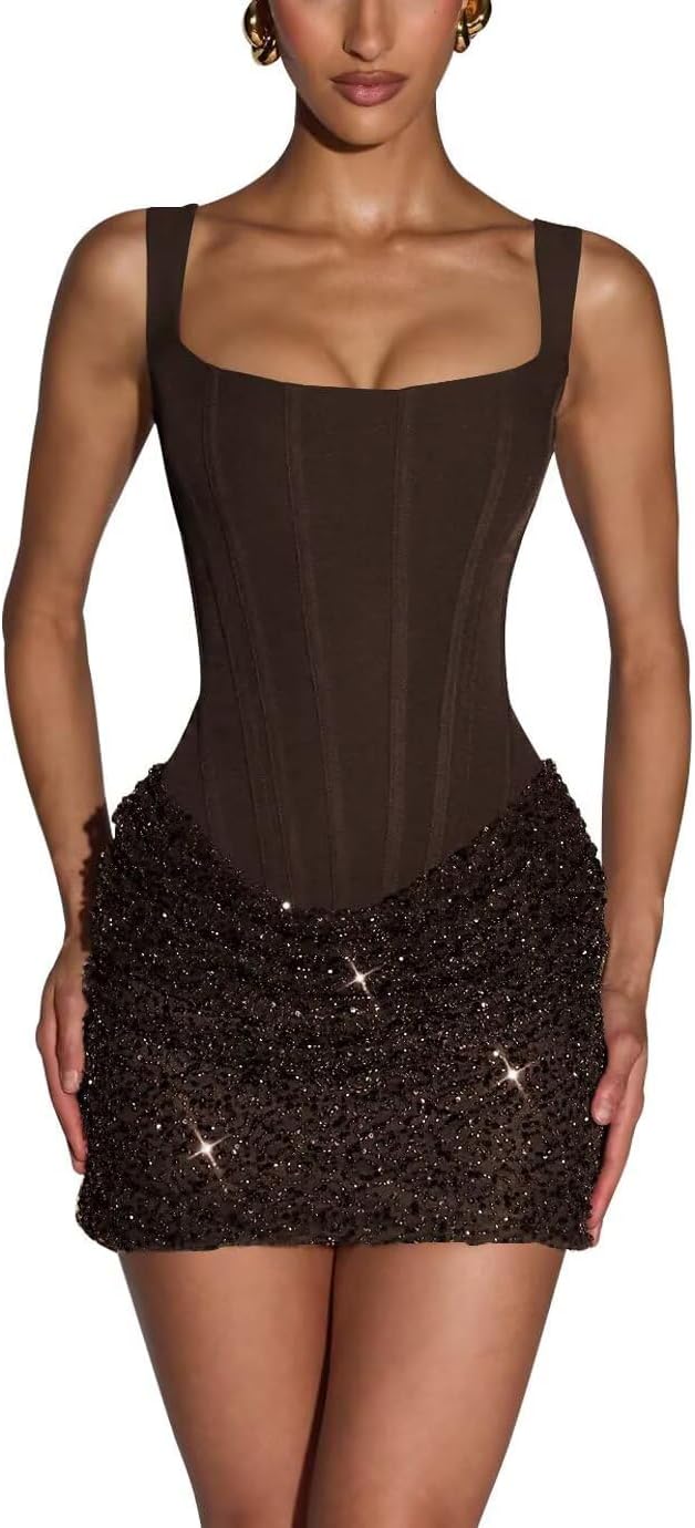 Short Sequin Homecoming Dresses for Teens 2026 Sparkly Spaghetti Straps Satin Corst Mini Cocktail Party Gown