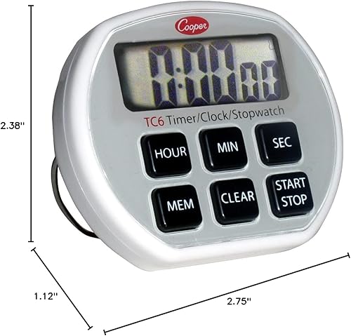 Miniatura 2 de Cooper-Atkins Temporizador digital  reloj  cronómetro con funda a prueba de salpicaduras, rango de unidad de 24 horas, plata, 2.75 x 2.375 x .75