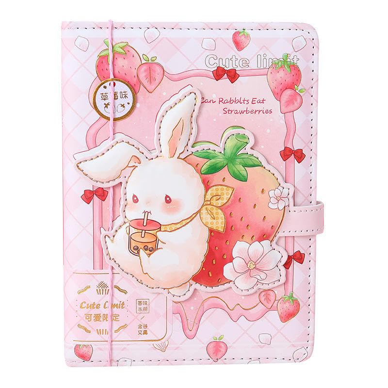 Image of Alokik Enterprise Cute Animal Cartoon Diary Notebook with Magnetic Lock Strap - Bear, Bunny, Duck & Unicorn Designs A6 Size PU Leather Cover Journal for Kids, Girls, School, Office & Gift(1 Pcs)