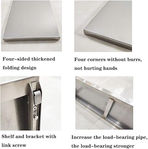 Miniatura 6 de Mesa HUAHUA Mesa plegable montada en la pared, mesa de hojas de acero inoxidable, mesa plegable telescópica multifunción impermeable para el hogar