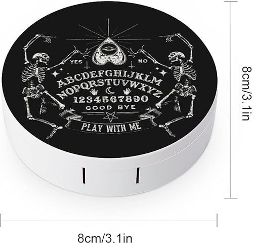 Miniatura 2 de Bagea-Ka Caja de lentes de contacto con patrón negro de esqueleto vintage, estuche para lentes de contacto, kit de cuidado de los ojos, caja de