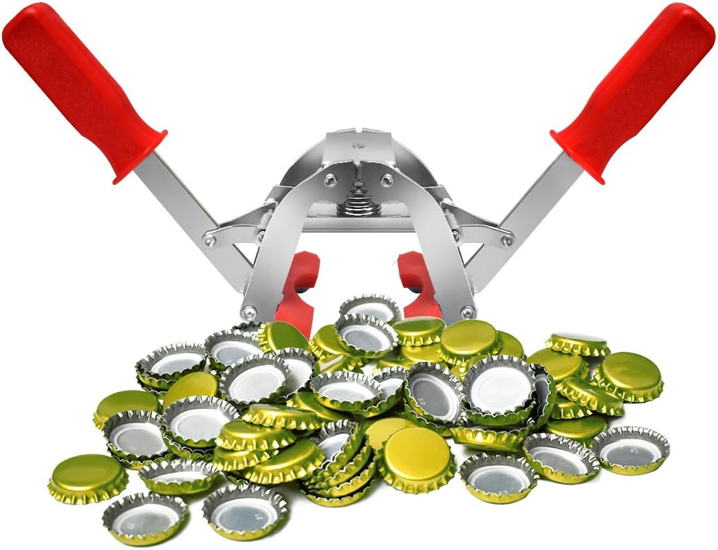 aipasi tech Manual Double Lever Hand Capper with 144 Count Beer Bottle Caps for Home Brewing, Bottle Sealer