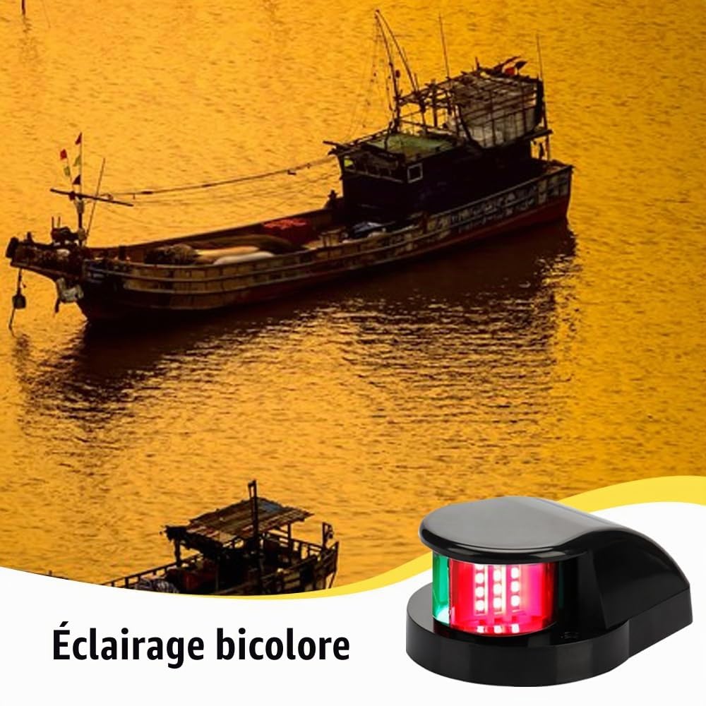 DONGKER Feux de Navigation pour Bateau,Feux de Signalisation LED Marins Rouges et Verts,Etanches IP67,avec Joint Intégré,pour Ponton,Yacht,Bateau,Kayak