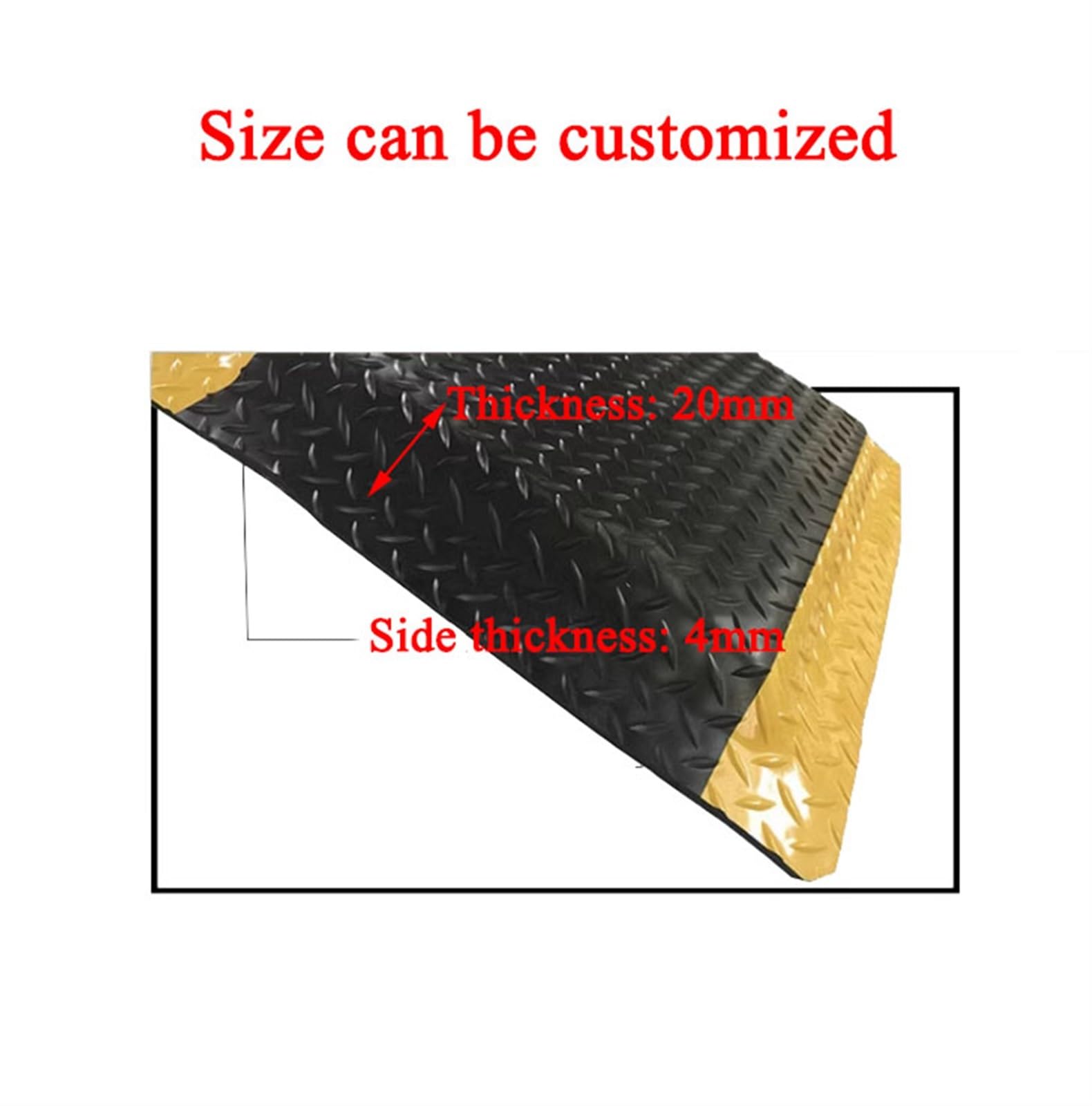 Alfombra antifatiga de 100 cm de ancho, alfombrilla ergonómica con placa de diamante, 20 mm de grosor, industrial, antifatiga, alfombra ergonómica para el lugar de trabajo, gris, 2-100 x 90
