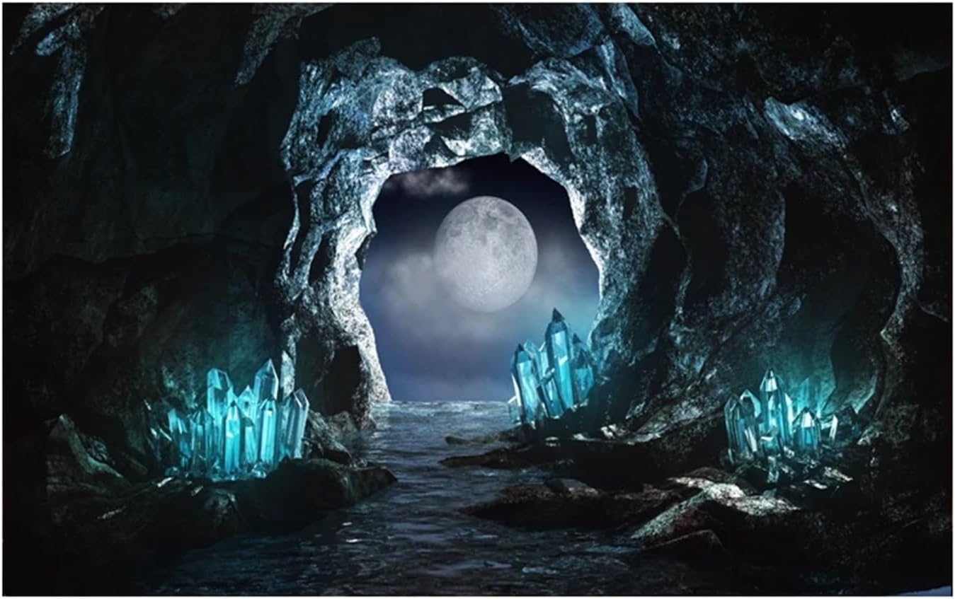 Aquarium Background Sticker Cave Crystal Poster Fish Tank Decoration Self Adhesive Wallpaper Background(54x122cm)