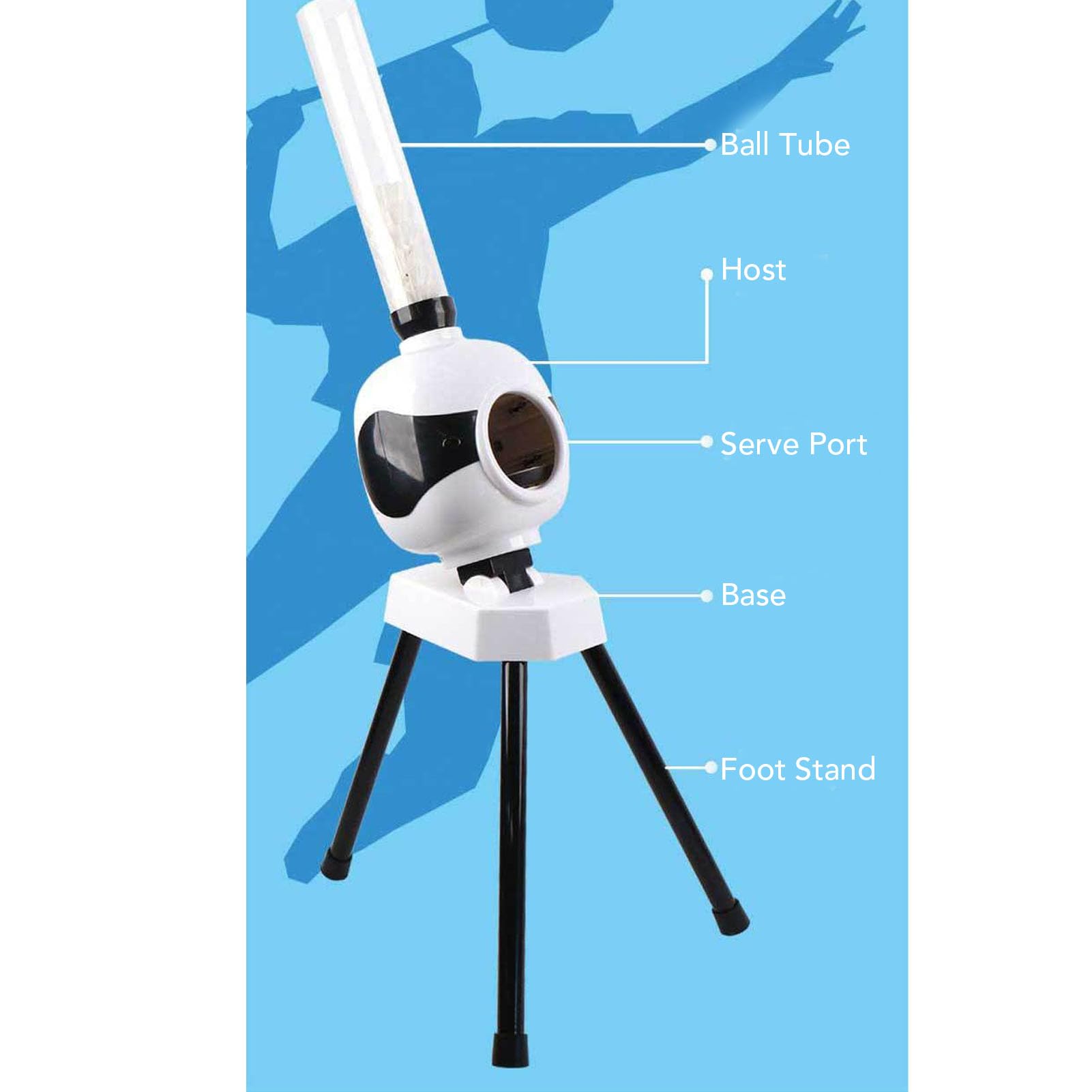 Continuous Ball Serving Badminton Shuttlecock Training Machine with Indoor Adapter, Outdoor Battery Power for Beginner and Intermediate Players