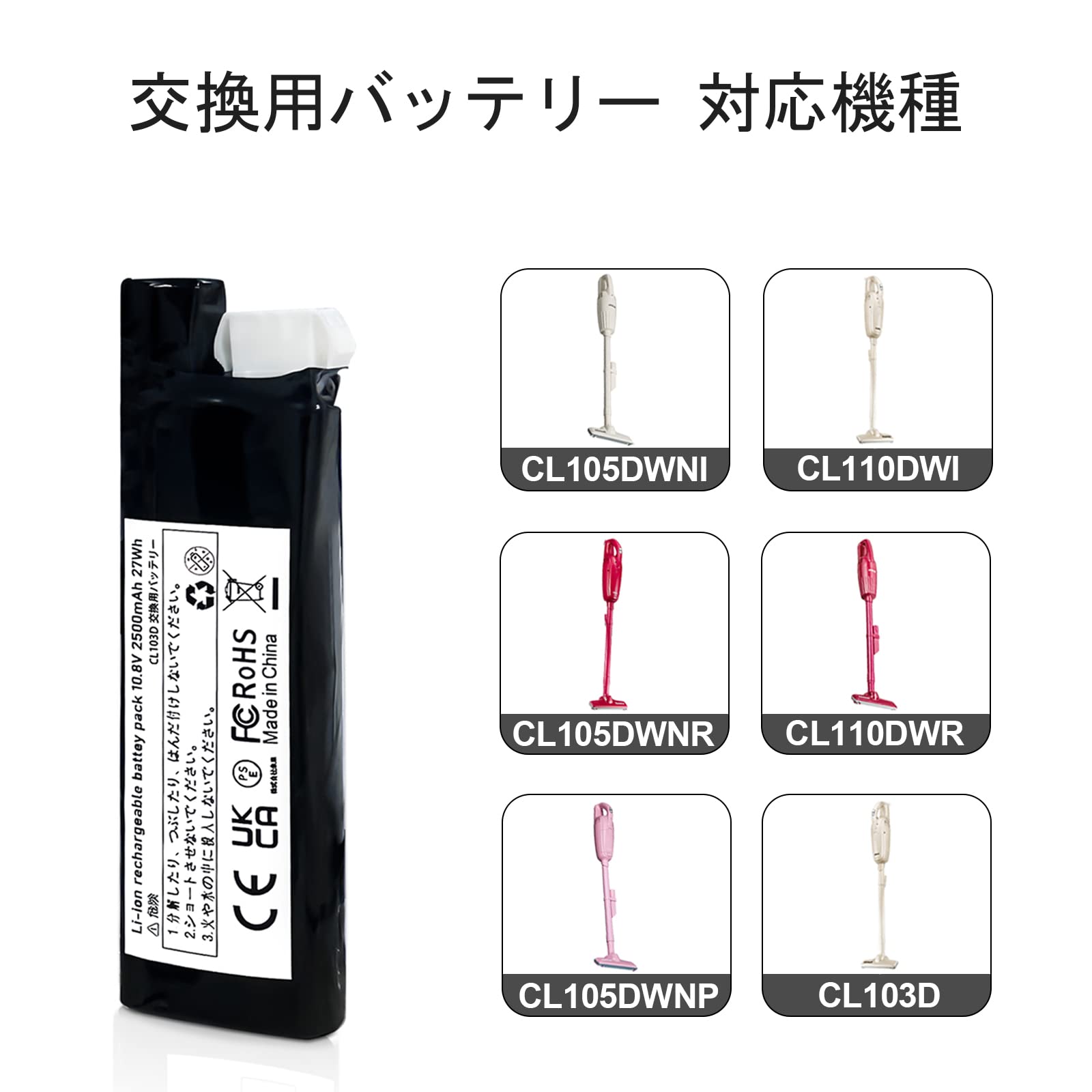 Amazon.co.jp: Moccdor 交換用バッテリー 196885-1 マキタ掃除機 10.8V