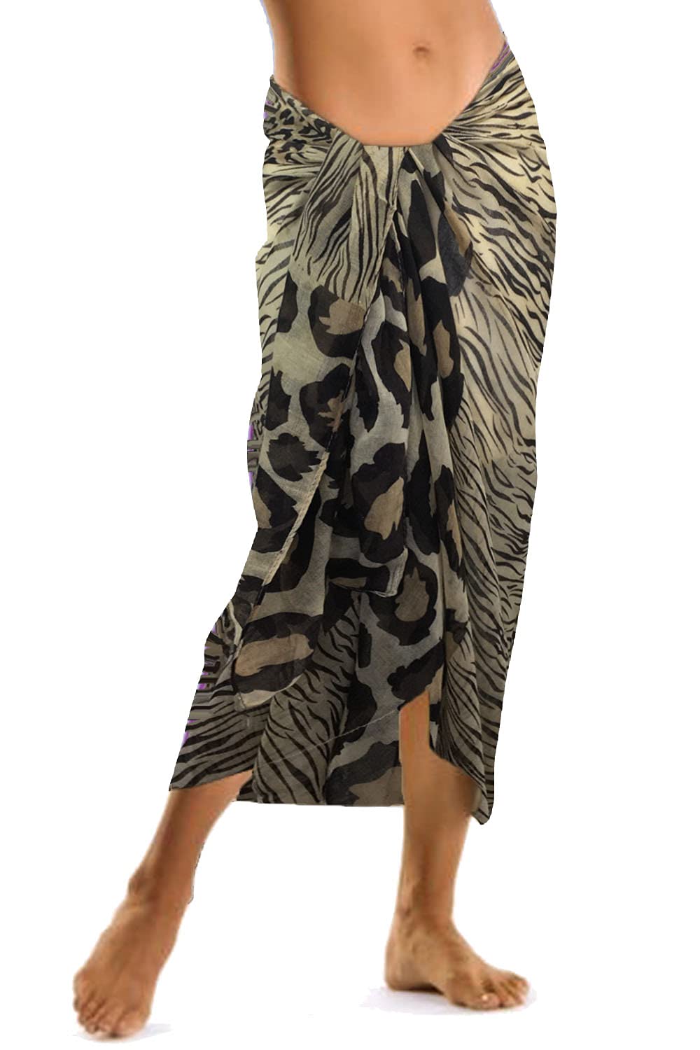 TOSKATOK Señoras Niñas Animal Print Pareo Falda Playa Cubrir Chal Envoltura