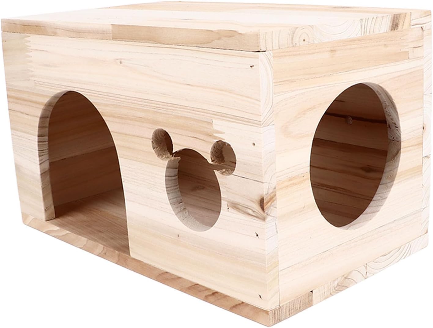 FILFEEL Spacious Wooden Pet House Hideout for Rabbits, Cats, and Chinchillas - Safe and Elegant Design