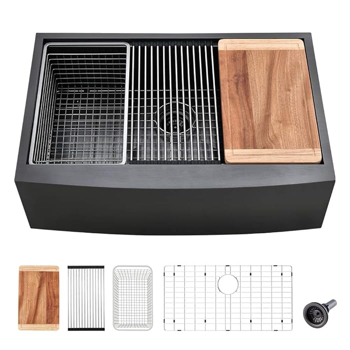 Buy 30 Black Farmhouse Kitchen SinkVASOYO 30x22 Gunmetal Matte Black Stainless Steel Farmhouse