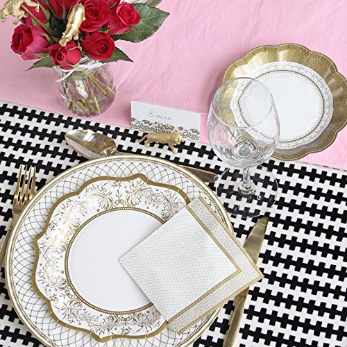 Pack of 12 Gold Vintage Porcelain Style Medium Paper Plates - 3 Designs - Unique, Glamorous, Elegant, Disposable Tableware - For Christmas Table, Birthday Party, Weddings, Anniversary, NYE - Image 2