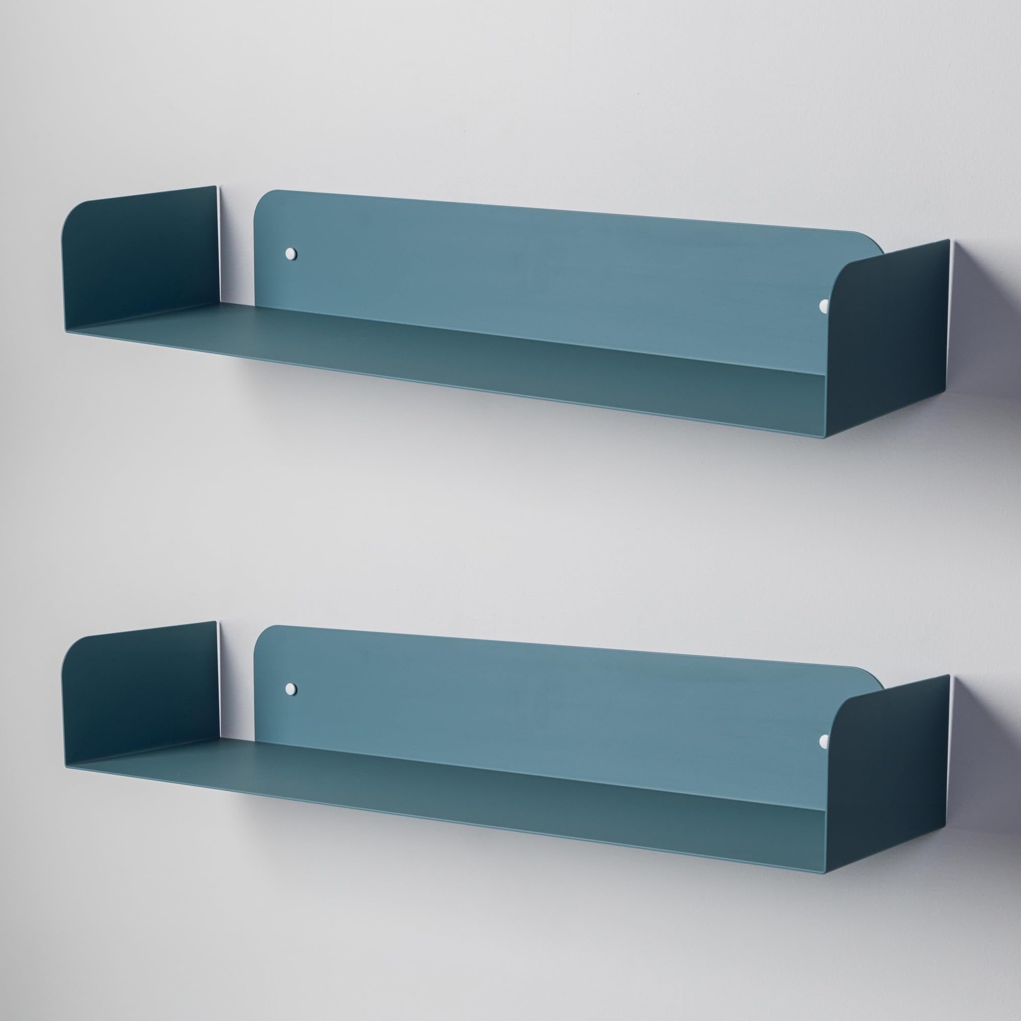 Steelnovo | Dante, Coppia di Mensole da Parete in Metallo Verniciato, Portalibri, Mensola da Muro Portaoggetti, 80x11x20 cm, Colore Azzurro, Design Minimal e Moderno, Scaffale da Muro, Made in Italy