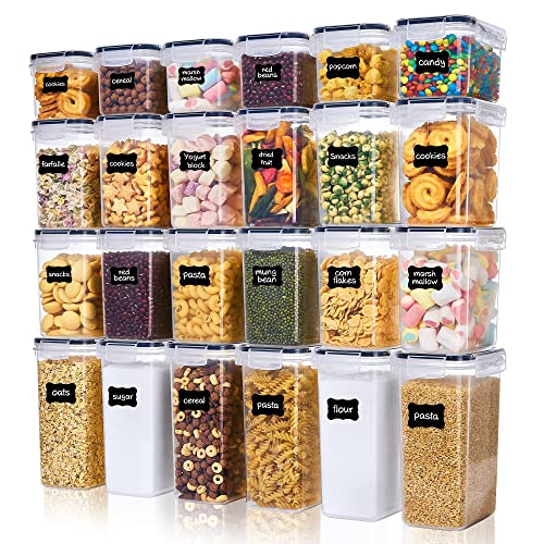 Vtopmart Botes Cocina Almacenaje Juego de 24 Piezas,Recipientes Herméticos para Alimentos con Tapa Sin BPA, Contenitori Pasta di Cereali, Muesli, Farina, Zucchero