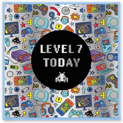 Design By Violet Gamer Level Up 7 Today Birthday Greeting Card Age 7 Happy Birthday Card For Boy Girl Thoughtful Present Blank Inside With Stylish Gamer Design 15cm x 15cm