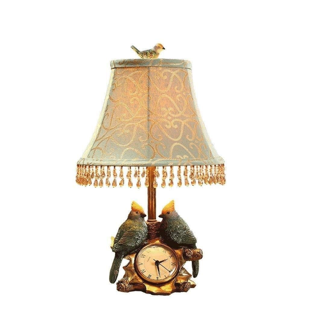 Horloge LED en résine et lampe de chevet dimmable avec abat-jour en tissu et télécommande