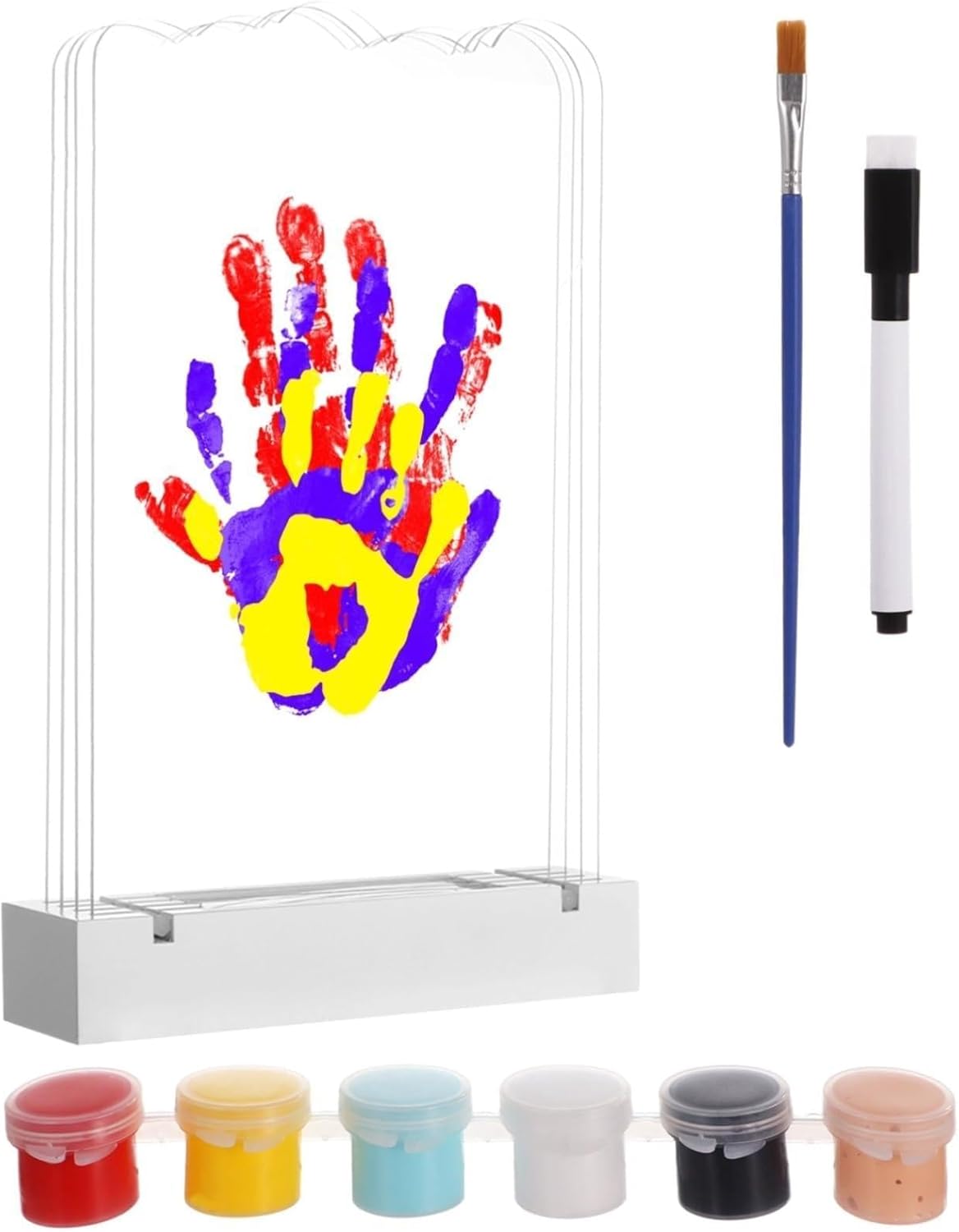Family Handprint Keepsake Kit With Led Light, Diy Paintable Frame For Baby Handprints & Footprints, Ideal For Birthdays & Showers - Image 1 of 7