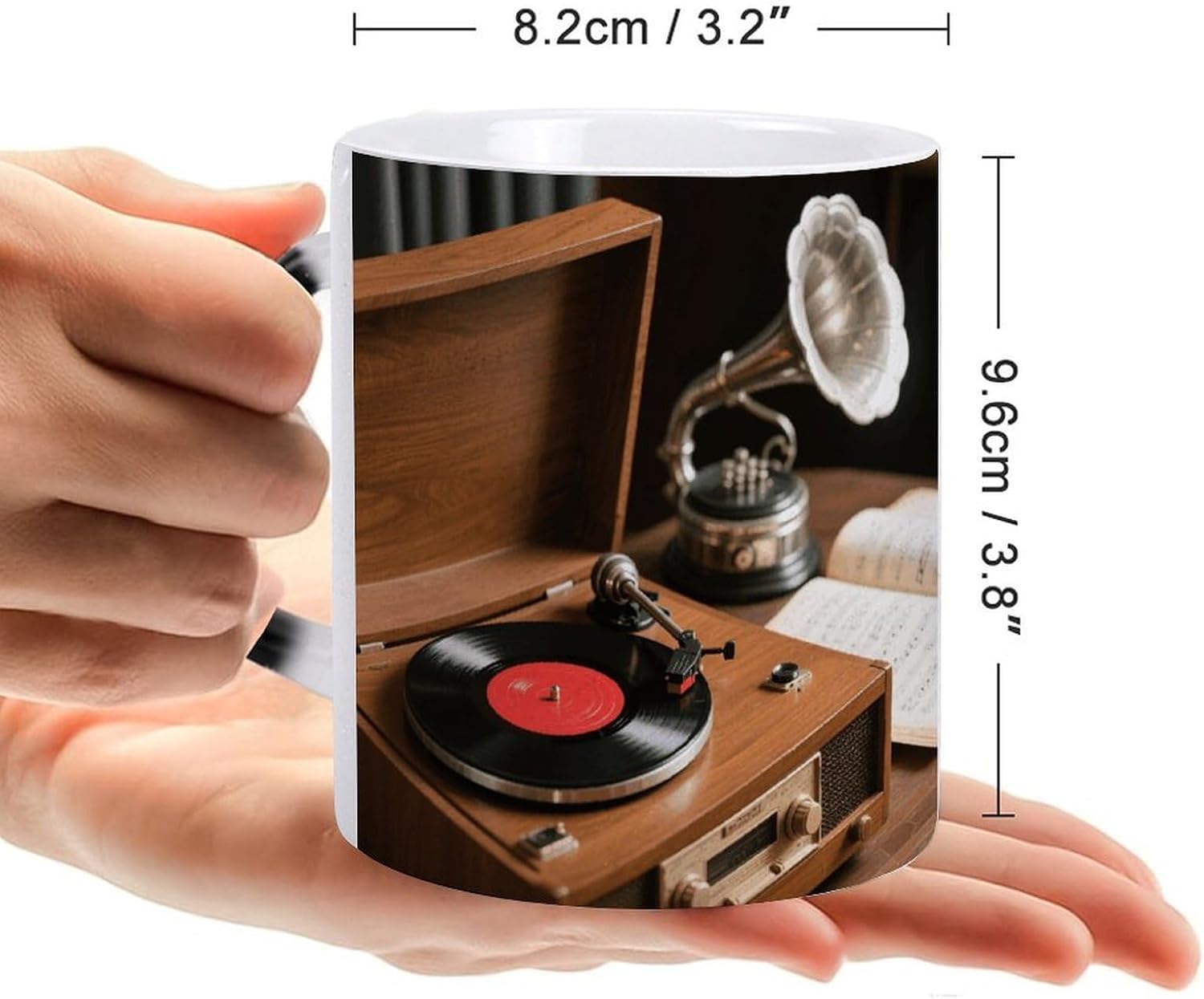 Color Changing Mug, Novelty Coffee Magic Cup, Vintage Record Player image 2