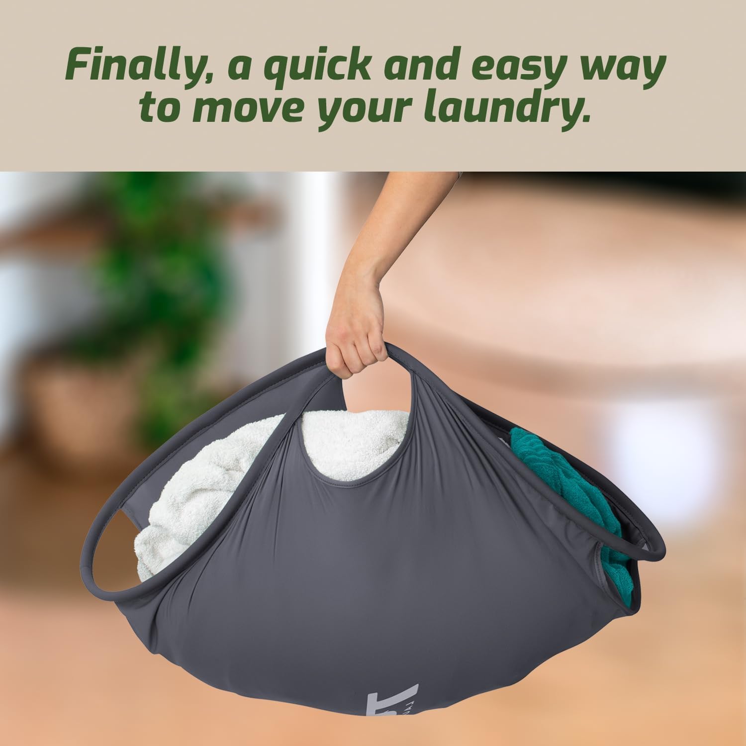 Laundry Turtle Opvouwbare wasmand | Revolutionaire opvouwbare wasmand | Innovatieve wasmand voor vuile kleding, wassen en drogen verwijderen, draagbare wasgrijper (grijs, groot