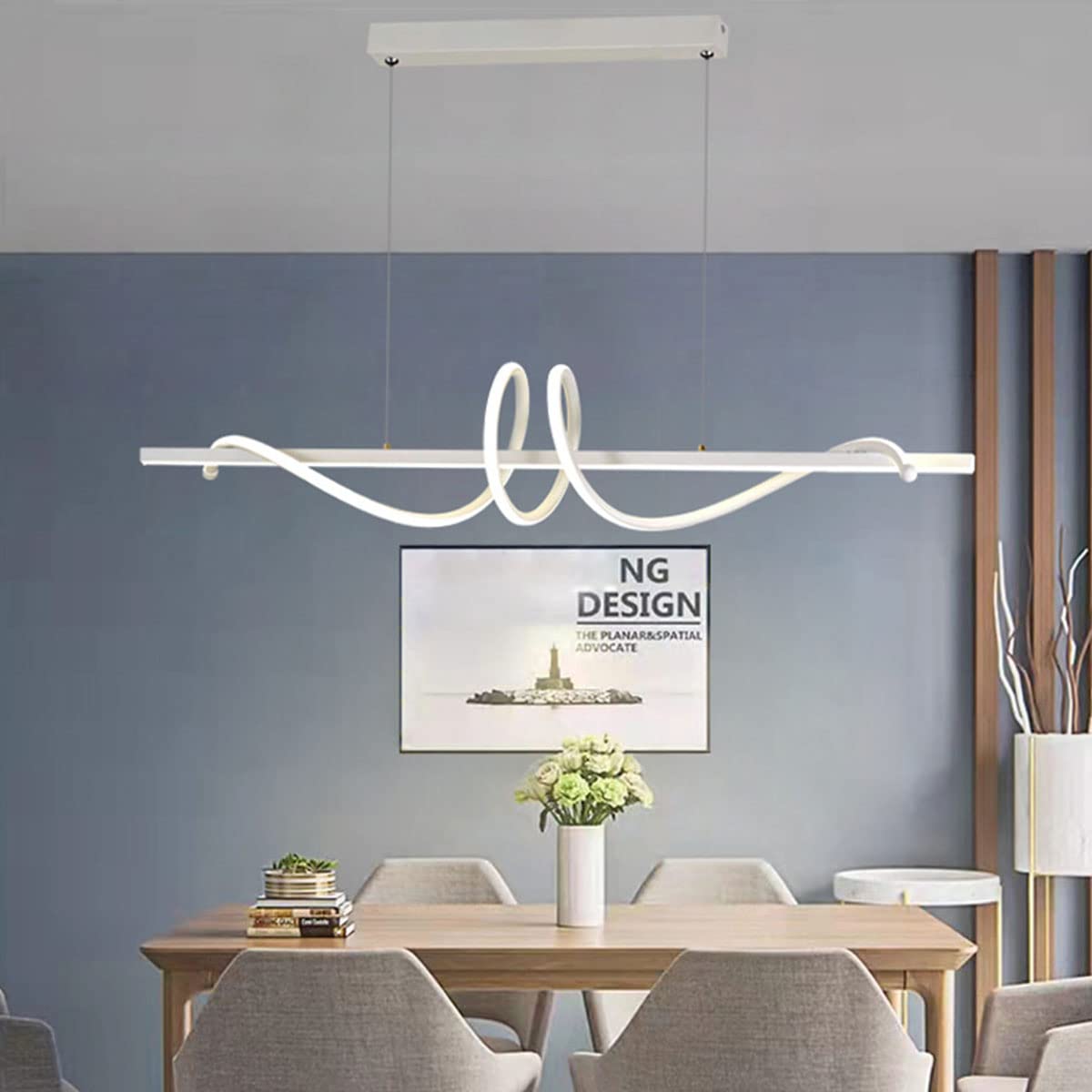 Plafonnier LED dimmable avec télécommande, suspension lustre spirale or 48W de 100cm - 8