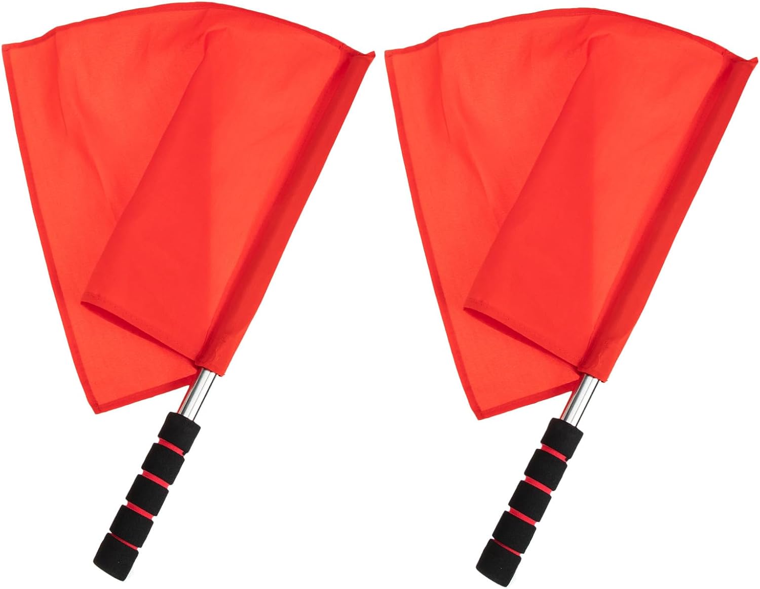 2pcs Red Stainless Steel Hand Flags Racing Referee Match Flags Warning for Sports Events