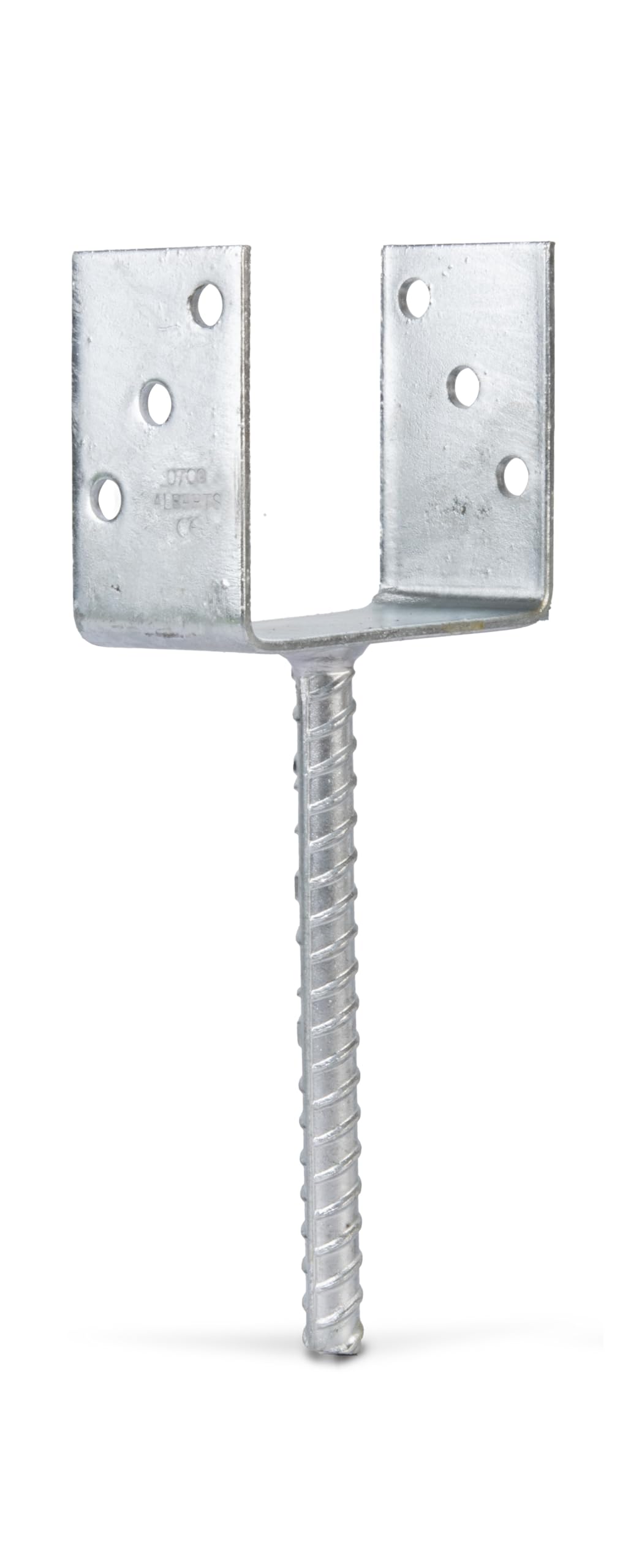 Alberts Steel 214296 U-Post Support | With Concrete Anchor Made Of Rippled | Hot-Dip Galvanised | Clear Width 121 Mm | Length Concrete Anchor 200 Mm