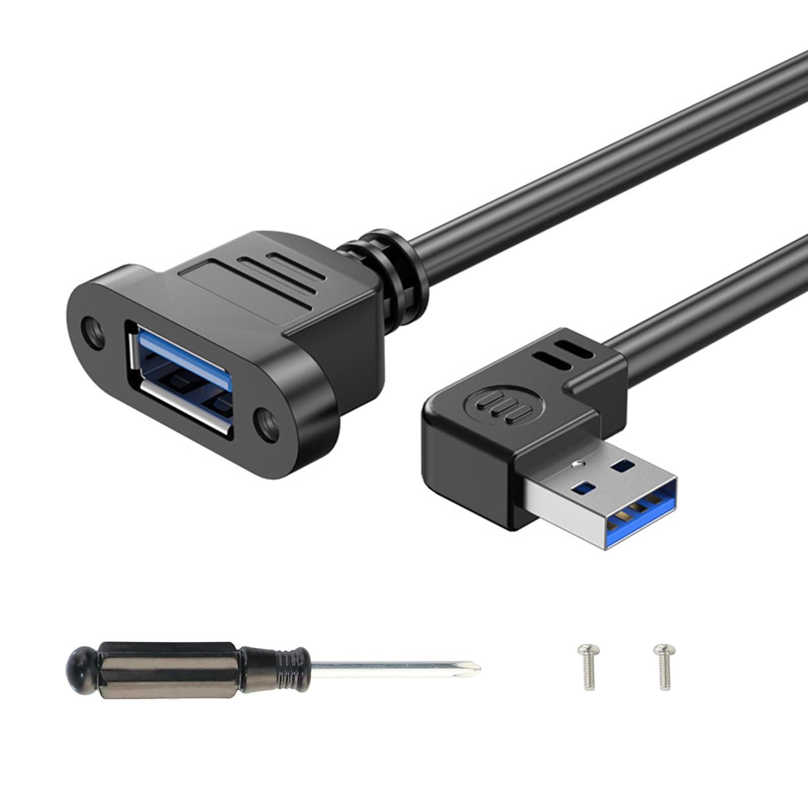 MejaRizon USB 3.0 Panel Mount Kabel USB A Stecker auf Buchse, Bulkhead Fixed Mount Anschluss Verlängerung Kabel 5Gpbs USB 3.0 Verlängerung für Tastatur, Drucker, Festplatte inklusive Schraubendreher