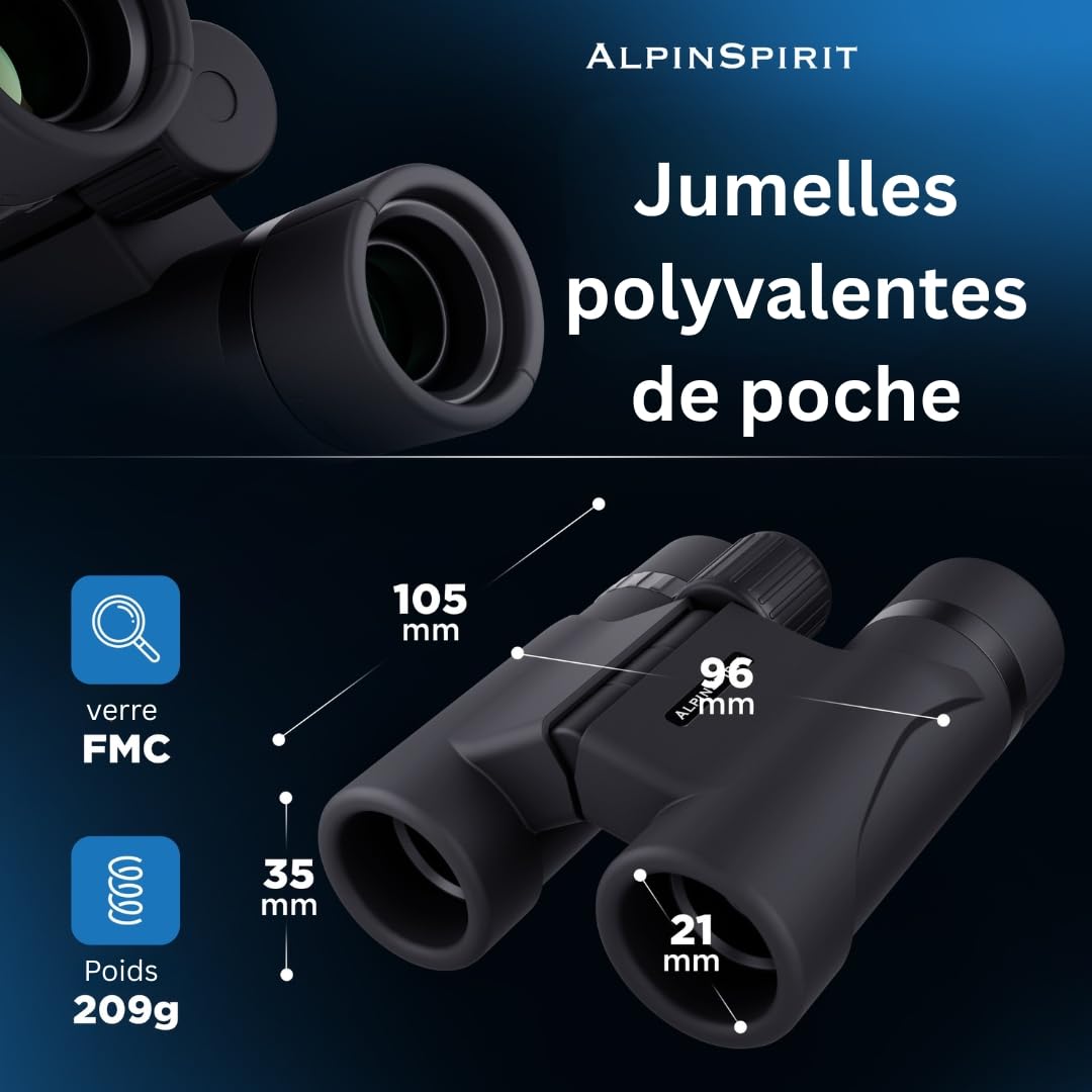 Jumelles de Poche 8x21 – Mini Jumelles compactes et légères, adaptées aux porteurs de Lunettes, idéales pour la randonnée, Le Voyage et l’Observation en extérieur