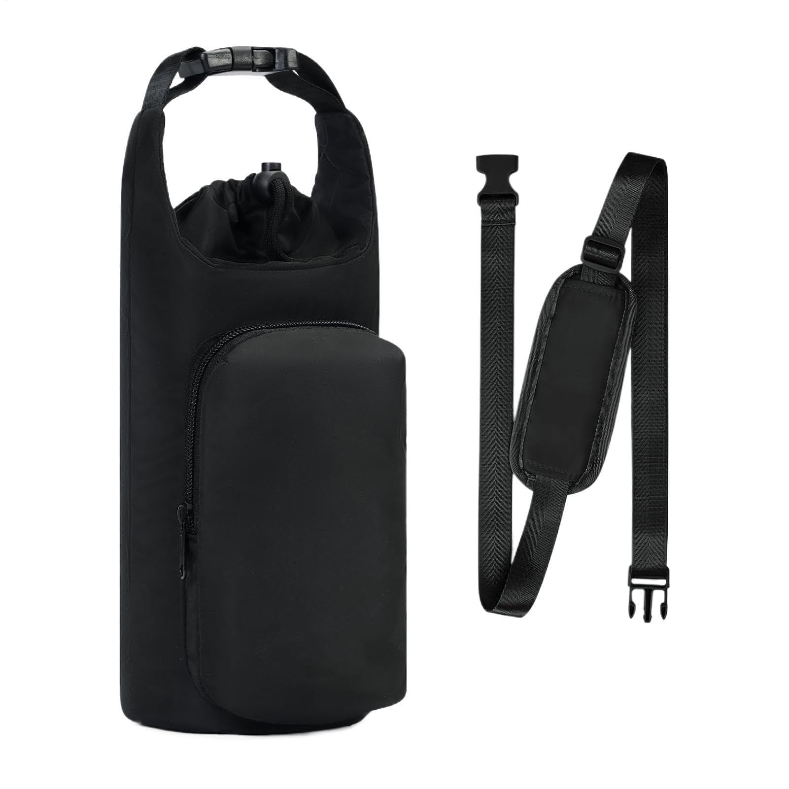 Wasserflaschenhalter mit Gurt, verstellbare isolierte Tasche mit Kordelzug mit Tasche, Wasserflaschenriemen, für Fitnessstudio, Wandern, Reisen, Outdoor, Strand, Büro, Schule, Auto, Kreuzfahrt