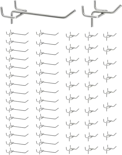 QWORK® 60X Lochwandhaken, Stecktafel Haken Werkzeugwand Haken für Verkaufsdisplays (5cm, 10cm)