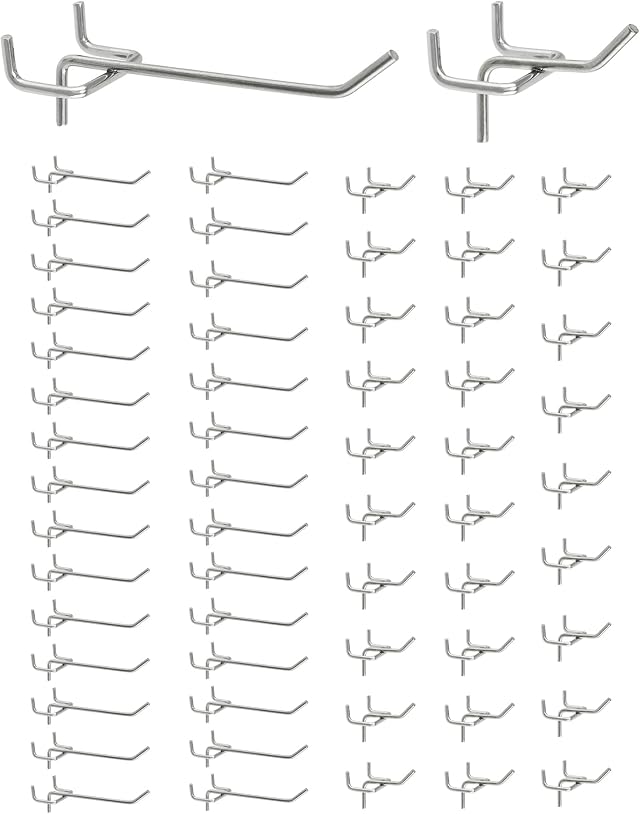 QWORK® 60X Lochwandhaken, Stecktafel Haken Werkzeugwand Haken für Verkaufsdisplays (5cm, 10cm)