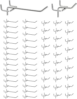 QWORK® 60 x ganchos para placa perfurada de parede, aço maciço de 5 mm com revestimento anti-oxidante, para exposição a retalho, artigos pendentes, classificação das ferramentas (5 cm, 10 cm)