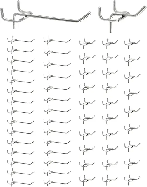 Gancho para Expositor QWORK® 60X, Acero Macizo 5mm Anticorrosión (5cm y 10cm)