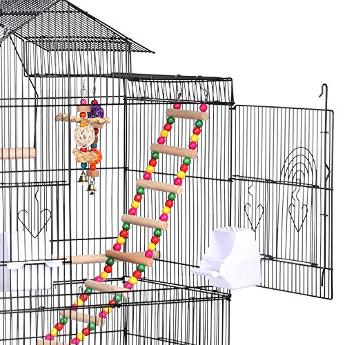 Yaheetech Large Parakeet Bird Cage For Mid-Sized Parrots Cockatiels Sun Conures Green Cheek Parakeets Budgies Lovebird Parrotlets Canary Finch Pet Bird Cage W/1 Ladder & 2 Hanging Toys #TOP2