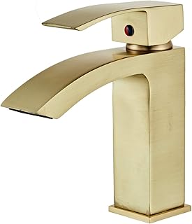 Bathroom Sink Taps Brushed Gold Bathroom Waterfall Faucet Hot and Cold Mix Bathroom Faucet Vanity Taps GT1731BG